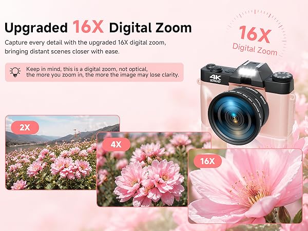 16X Digital Zoom,digital camera with flip screen,camera for beginners digital cameras travel camera 