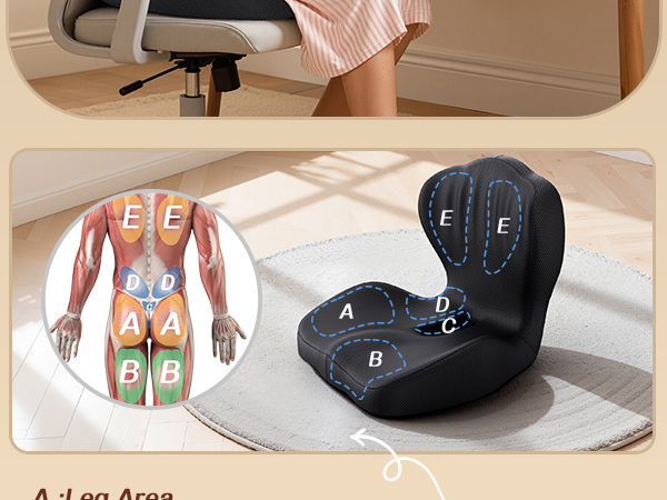 Benazcap Memory Foam Seat Cushion with Lumbar Support Pillow for Office Chair