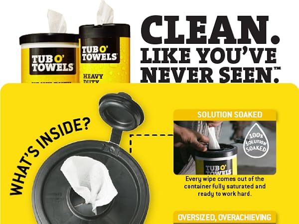 Clean. Like You've Never Seen. What's Inside? Solution Soaked. Oversized, Overachieving