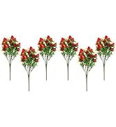 DOITOOL 6Pcs Simulated Strawberry Plant Decor 10.5 inch Long Stem Strawberry Branches, Artificial...