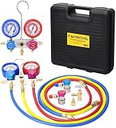 FavorCOOL HVAC Gauges, AC Manifold Gauge Set for R410a R134a R22 Refrigerant, Aluminum Body 3-Way...