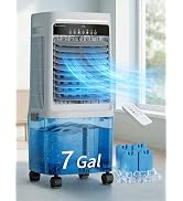 Uthfy 3000CFM Swamp Cooler, Evaporative Air Cooler with Dual Water Tanks for 30H Cooling, 120° Os...