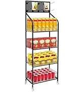 4-Tier Retail Display Rack Stand with Wheels - Candy Display Rack for Snacks, Candy, Toys - Durab...