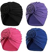 Stretch Turban Hats for Women - African Knot Headwraps Soft Pre Tied Bonnet Hair wrap Pretied for...