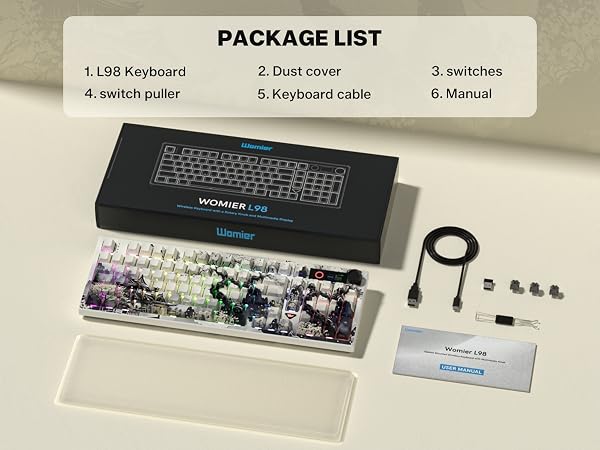 Womier L98 Retro Wireless Mechanical Creamy Keyboard with TFT Screen&amp;amp;Knob