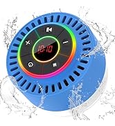 Portable Bluetooth Speaker, IPX7 Waterproof Shower Speakers with Colorful Lights, Removable Sucti...