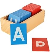 QTLCOHD Montessori Sandpaper Letters, Lowercase &amp; Uppercase Tactile Letters for Preschool Learnin...
