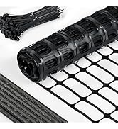 Temporary Fence, Snow Fence, 40" x50' Plastic Mesh Fence with 13-Pack 4FT Steel Stake, Portable G...
