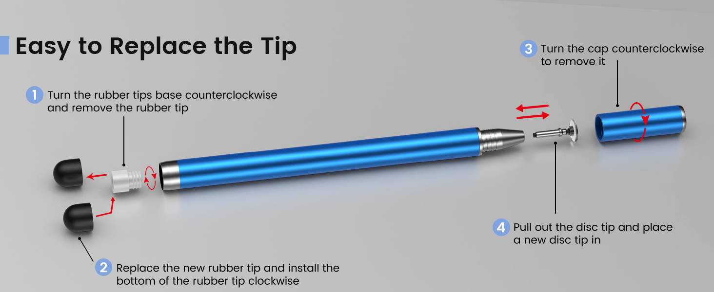 stylus Black, purple blue and red