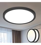 libtit 16Inch Flush Mount LED Ceiling Light Fixture, 3000K 4000K 6500K Adjustable, 36W 3600lm Bla...