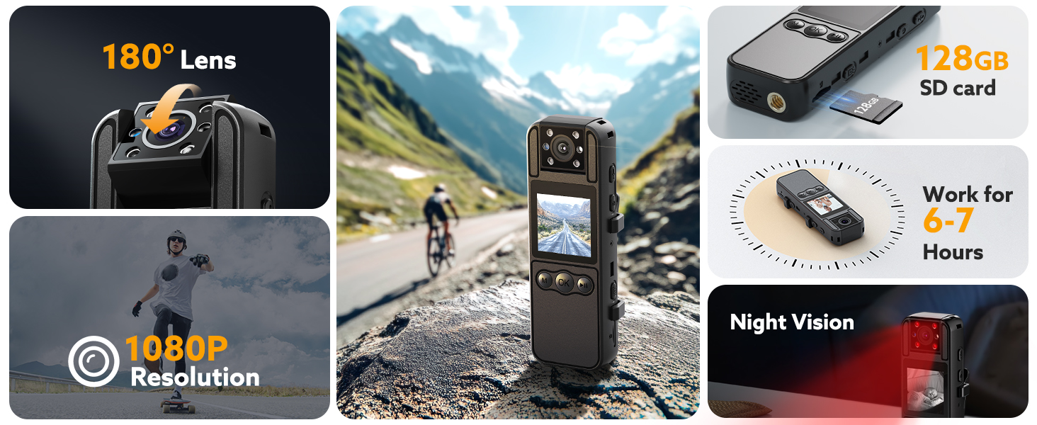 Losfom 128GB Mini Body Camera