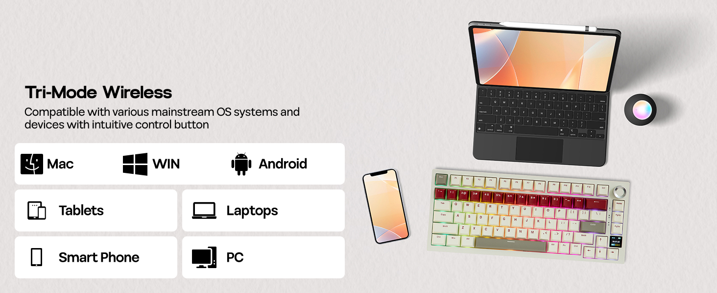 AK820 PRO Wireless Mechanical Gaming Keyboard with Screen