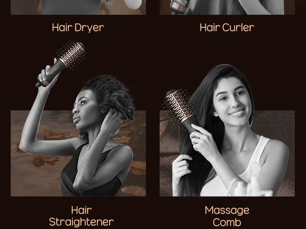 4-in-1 dual voltage hair dryer brush