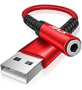 JSAUX USB to 3.5mm Jack Audio Adapter,USB to Audio Jack Adapter Headset TRRS 4-Pole Female, Exter...