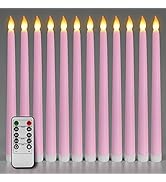 Ni-JASW Pink Flameless Taper Candles with Remote, Flickering LED Battery Operated Candlesticks Se...