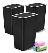 Small Trash Can, 3 Pack 4 Gallons Bathroom Garbage Can with Lid Press-Top, Small Waste Basket wit...