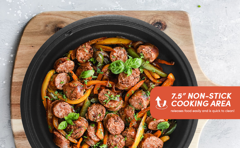 non-stick cooking area