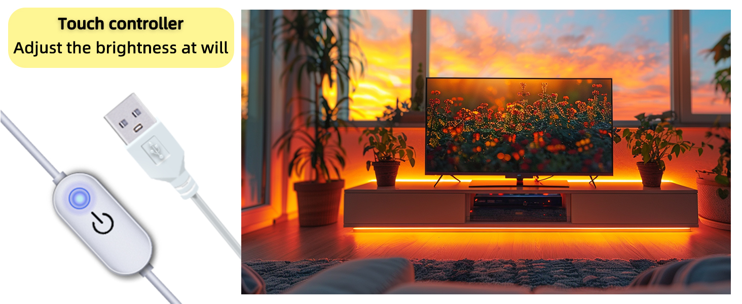 UVTaoYuan touch dimming light belt in the TV cabinet and living room application scenarios