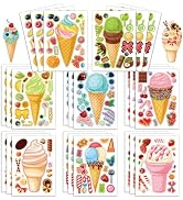 24 Sheets 8.3''×5.9'' Make Your Own Ice Cream Stickers for Toddlers Kids Party Favors, Make a Fac...