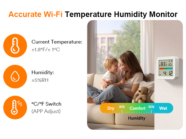 Smart WiFi Hygrometer Thermometer Sensors