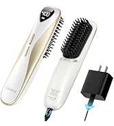 Luxspire Cordless Hair Straightener Brush, Dual Power Hair Brush Straightener with 45W Fast Charg...