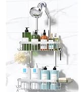 YASONIC Shower Caddy Hanging - Never Rust Shower Organizer - Aluminum Shower Rack with Hooks for ...