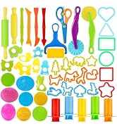 LCY WEDSHI Dough Tool Set, 49 Pcs Dough Tools Sets for Kids Ages 4-8, Dough Accessories Includes ...
