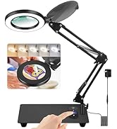 Magnifying Glass with Light, 5X Real Glass Lens LED Magnifier Lamp, Desk Lamp with Magnifying Gla...