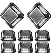 JACKYLED Solar Deck Lights Driveway Dock Lights 8 Pack 12 LEDs Outdoor IP68 Waterproof Road Marke...