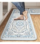 Kitchen Floor Mat Set of 2, Cushioned Anti Fatigue Kitchen Mat 17"x59"+17"x29", Non-Slip Waterpro...