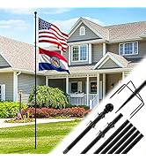 Acostop 10 FT In Ground Flag Poles for Outside House - Fit for 2 Flags Extra Thick Flag Pole Kit ...
