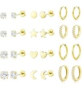 Adoyi 9 Pairs Gold Hoop Earrings Set for Womens Twisted Huggie Hoops Earrings 14K 18K Gold Plated...