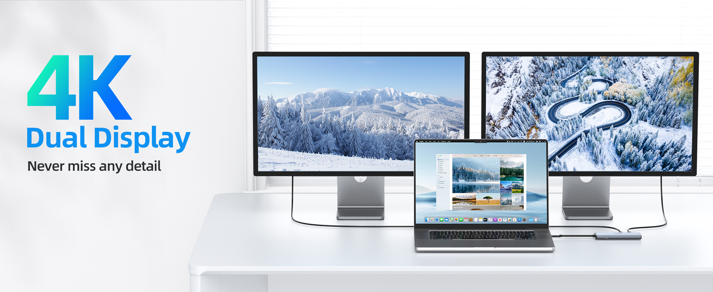 USB C Video Hub USB C to USB C Hub Dual Monitor USB C Splitter with 4K@60Hz Video Output