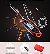 Vuwwey Instant Read Meat Thermometer Digital for Cooking with Dual Probe, Big Backlit &amp; Calibrati...