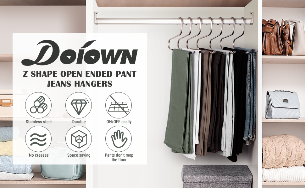 Z shape open ended pants hangers space saving