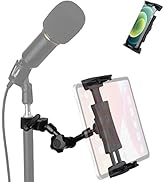 Mippko Tablet Holder for Microphone Stand and Mic Music Stand, 360° Swivel Tilt Aluminum Alloy Mo...