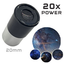 Close-up of low-power eyepiece, 20mm, 20x magnification power
