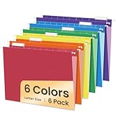 SUNEE Hanging File Folders, 6 Pack Letter Size Hanging File Folders with 1/5-Cut Tabs, Ideal for ...
