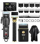 HIENA PRO Hair Clippers for Men Professional, Cordless Barber Clipper T-Blade Beard/Hair Trimmer ...