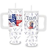 Texas Themed Gifts - 24 oz Texas Tumbler with Handle and Straw, Insulated Stainless Steel Cup, Le...
