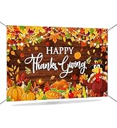 Mocsicka Happy Thanksgiving Banner Backdrop Fall Pumpkin Friendsgiving Party Decorations Autumn T...