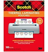 Scotch Thermal Laminating Pouches Premium Quality, 5 Mil Thick for Extra Protection, 100 Pack Let...