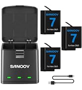 SANOOV Battery Charger Set for GoPro Hero 5/6/7 Black,3-Pack Batteries and 2-Slots Batteries Char...