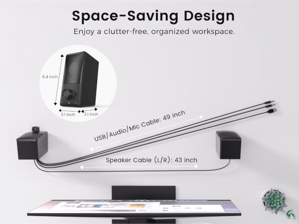 USB Powered Computer Speakers for Desktop Monitor