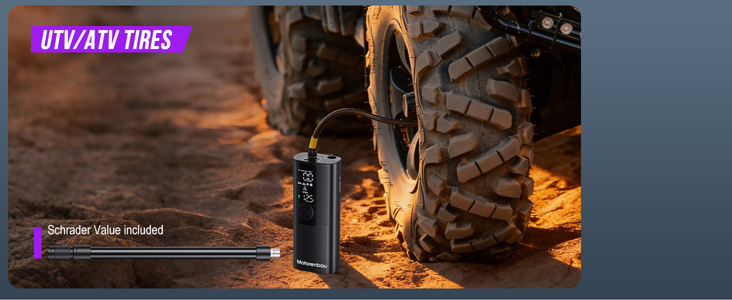 portable tire inflator for UTV/ATV tires