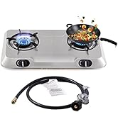 Propane Gas Cooktop 2 Burner Gas Stove Portable Stainless Steel Stove Auto Ignition Camping Dual ...