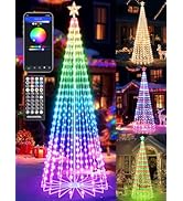 Flacchi Smart Christmas Cone Tree Lights - Star Tree Topper with Removable Bracket, App Control, ...