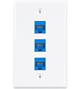 Iwillink (1-Pack) 3-Port Ethernet Wall Plate, Wall Plate with RJ45 Keystone Inline Coupler insert...