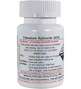 Potassium Hydroxide Flakes KOH Caustic Potash Anhydrous Dry Electrolite - 4 oz Bottle - Food Grad...