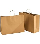 RACETOP Large Brown Paper Bags with Handles Bulk 100Pcs 16x6x12 Inch Gift Bags Bulk, Brown Kraft ...